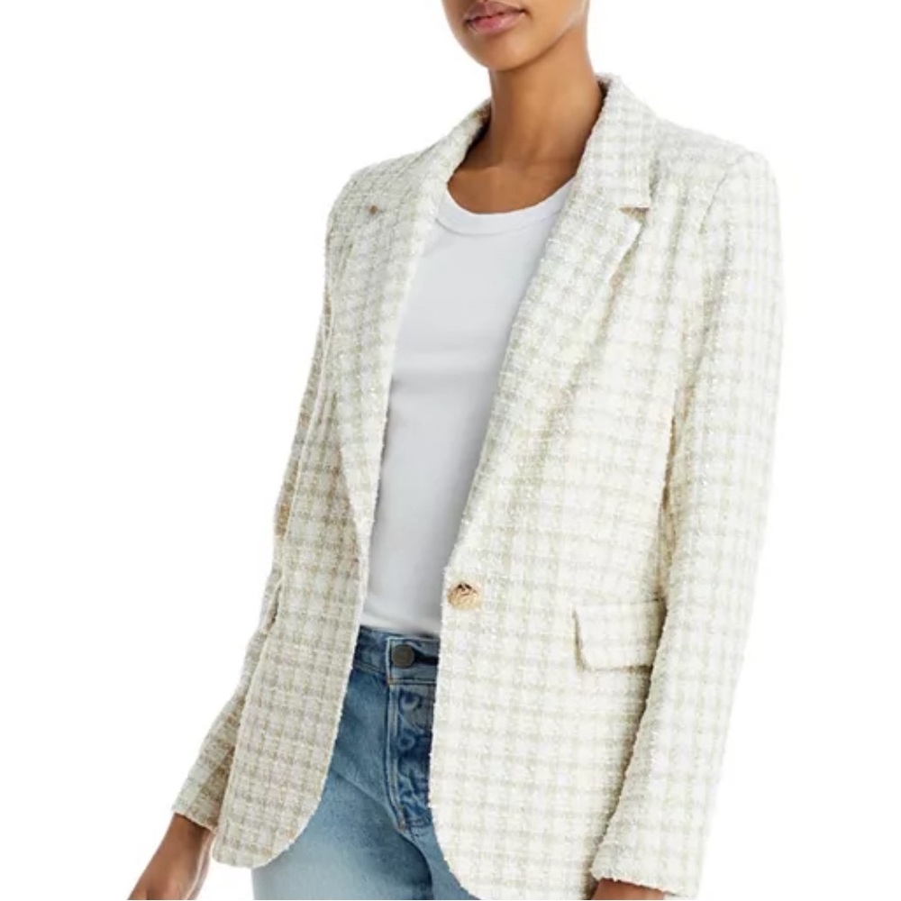 Aqua Plaid Tweed Blazer
